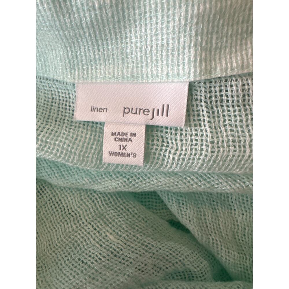✨2/$20 J. Jill Linen Mint Green Open Sheer Top Lagenlook Beachy Plus Size 1X - Picture 11 of 14